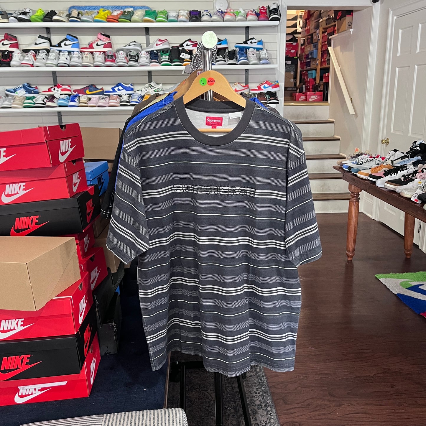 Supreme Dash Stripe S/S Grey Tee