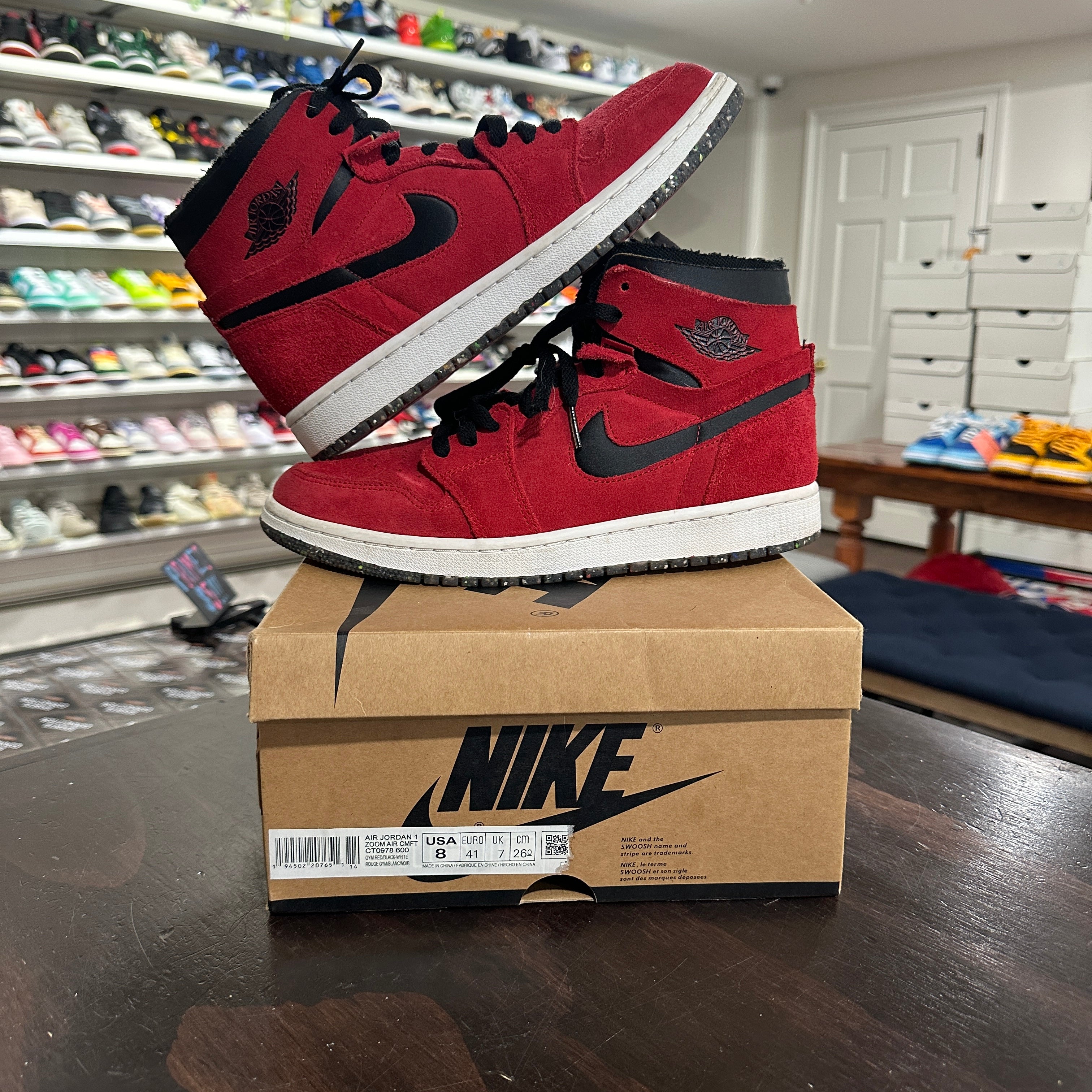 USED* Air Jordan 1 High Zoom Air CMFT Red Suede (size 8) – Sports Connection