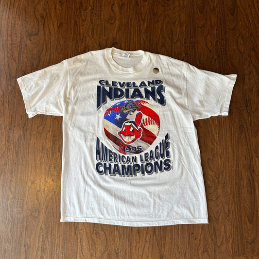 *VINTAGE* Cleveland Indians American League Champion Big Graphic Tee (FITS XLARGE)