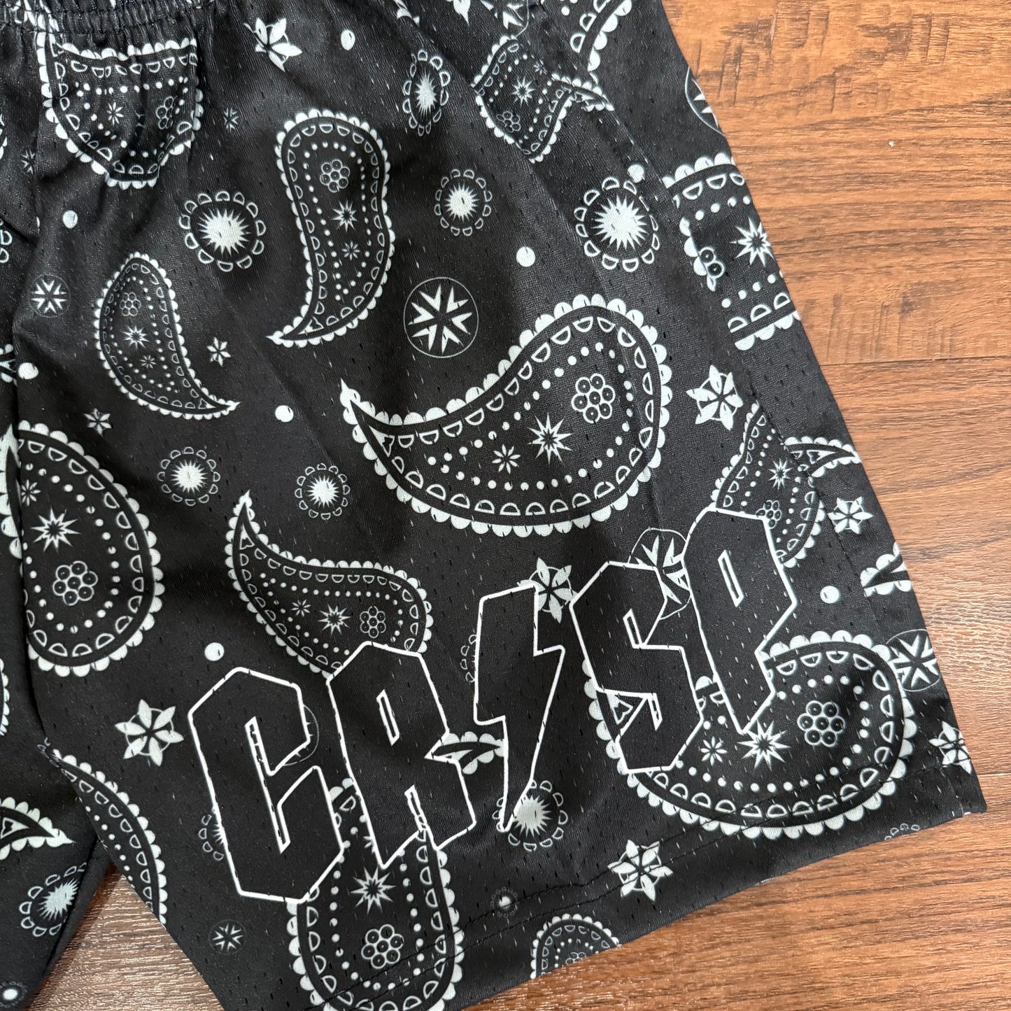 Crispy Black Bandana Mesh Shorts