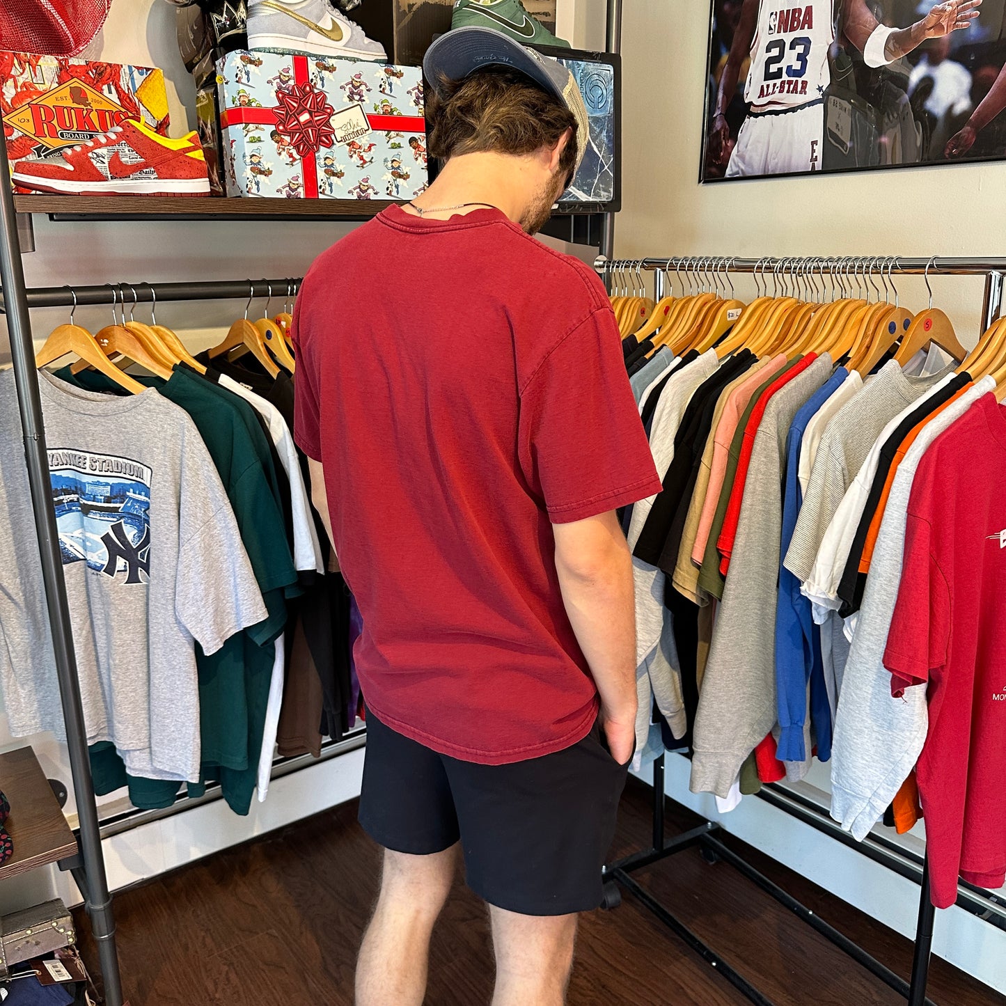 *VINTAGE* Nike Check Red Tee (Fits Medium)