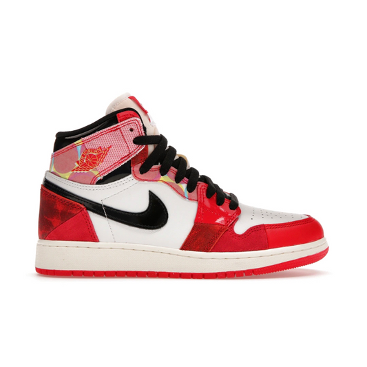 Introducing the Nike Air Jordan 1 Retro High OG Spider man youth sneaker. These stylish kicks feature the iconic Jumpman logo in bold red, iconic webbed detailing and a breathable, lightweight canvas. Elevate your look with the perfect balance of sporty style and comfort.