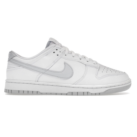 Introducing the Nike Dunk Low, a stylish white and pure platinum classic. This timeless look offers comfort and support, making it perfect for everyday wear. Step out in confidence and style with this iconic and sleek shoe.