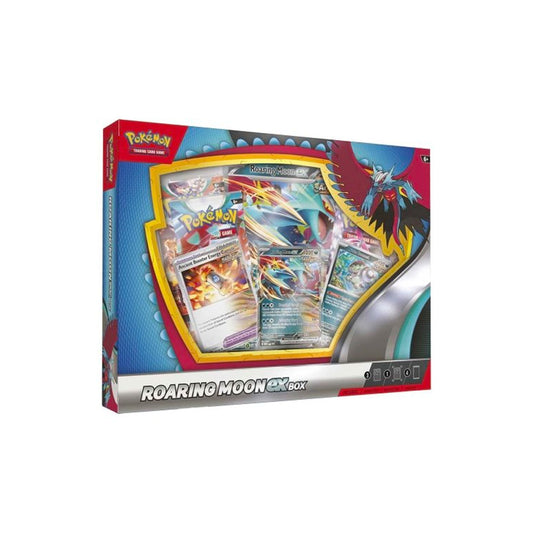 Pokemon Roaring Moon EX Collection Box  Unleash the power and thrill of Pokemon with the Roaring Moon EX Collection Box! With exclusive EX cards, this box is perfect for any trainer looking to expand their collection. Experience the excitement and battles of the Moon with this must-have set.