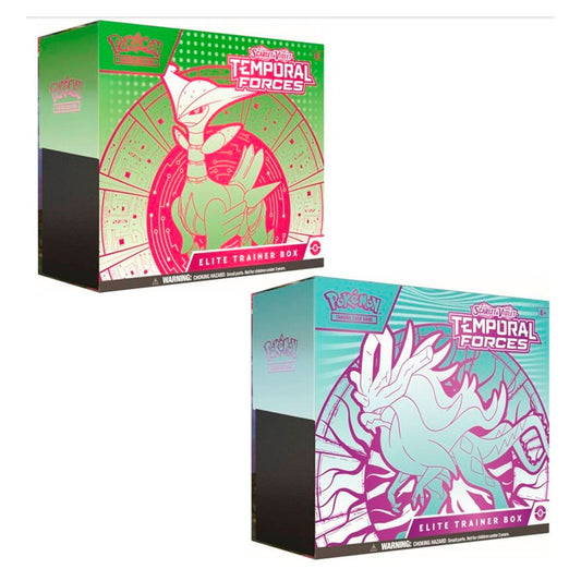 Unleash the power of Pokemon with the Scarlet &amp; Violet Temporal Forces Trainer Box! Packed with all the essentials for unleashing your inner trainer, battle with confidence and style. With exclusive cards, dice, and accessories, conquer any challenge and become a legendary Pokemon master today!