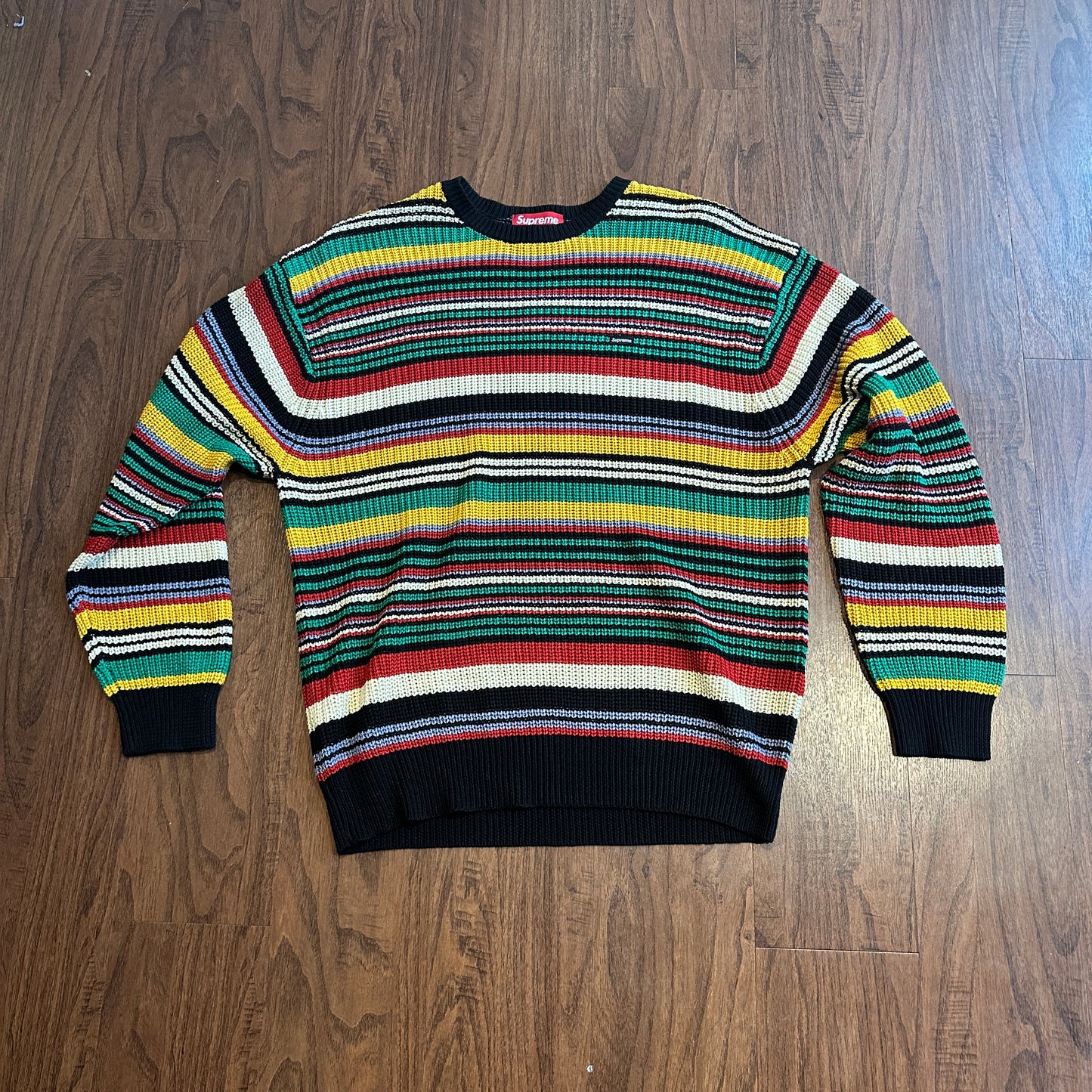 Supreme Small Box Ribbed Crewneck Rasta Knit