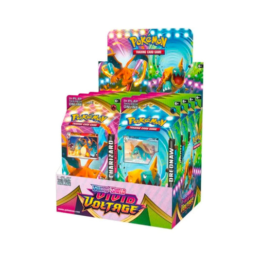 2020 Pokemon Vivid Voltage Theme Deck Display Box Discover the new world of Pokemon battles with the 2020 Vivid Voltage Theme Deck Display Box! This set of 6 decks contains all sorts of powerful cards to help your team emerge victorious, plus a set of boosters to power up your team even more. Get ready for epic clashes and electrifying excitement!