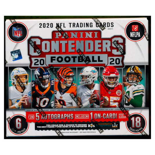 This 2020 Panini Contenders Football Hobby Box is a must-have for football fans and collectors alike! With its exclusive features and limited edition cards, this box offers the opportunity to enhance your collection with valuable and unique cards. Don't miss out on the chance to own a piece of the action!