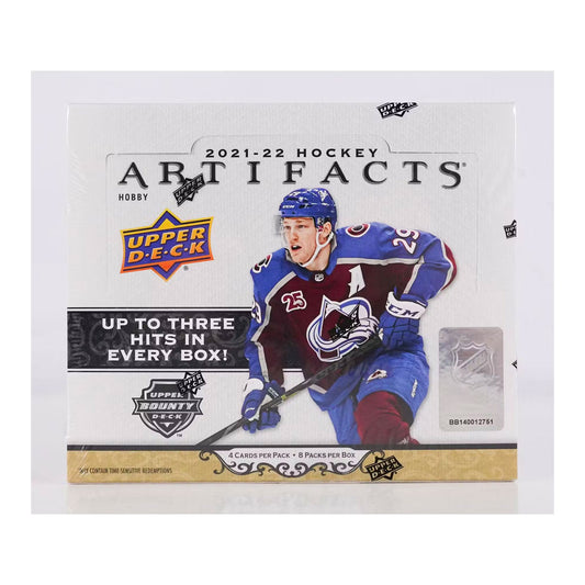 2021-22 Upper Deck Artifacts Hockey Hobby Box Unlock the amazing potential of 2021-22 Upper Deck Artifacts Hockey Hobby Box! Enjoy collecting some of the hottest memorabilia available on the market, with a unique line-up of game-used jerseys and precious autographs. Strap yourself into an unparalleled collecting experience and start building a collection you'll treasure for years!