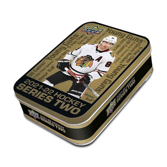 2021-22 Upper Deck Series Two Hockey Tin Open up the 2021-22 Upper Deck Series Two Hockey Tin and take your collection to the next level! Relive the excitement of every puck drop with this full lineup of exclusive hockey cards from Upper Deck. Immerse yourself in the wonders of the NHL and its players. Get yours today and unbox greatness!