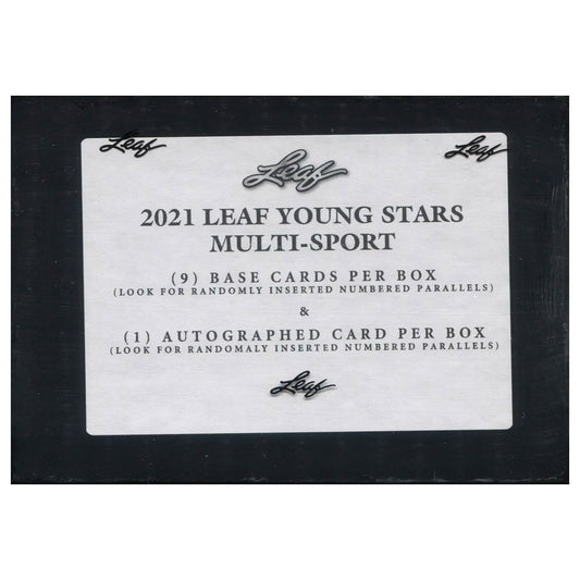 Discover a world of potential with the 2021 Leaf Young Stars Multi-Sport Hobby Box - a powerhouse that offers incredible value. With all the unique, authentic, and rare Young Stars cards inside, this box will take your collection to another level!