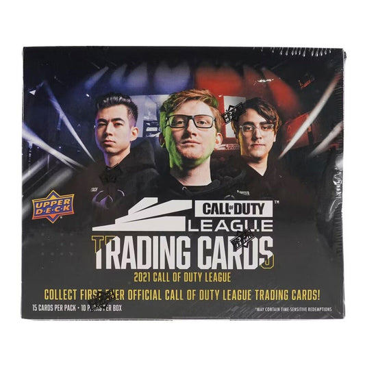 2021 Upper Deck Call of Duty League Hobby Box Discover an action-packed collection of the world's top Call of Duty League stars with the 2021 Upper Deck Call of Duty League Hobby Box! This exciting box contains 10 packs, each with an exciting lineup of base cards, autographs, and patch cards. Open the packs to unleash an array of colorful cards featuring your favorite pro players!