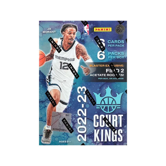 2022-23 Panini Court Kings Basketball International Blaster Box Get the latest international basketball cards with a 2022-23 Panini Court Kings Basketball International Blaster Box. Each box contains 6 packs with 6 cards each, giving collectors 225 cards of the best hoops action from around the world! Collect all the cards and showcase your global basketball knowledge!