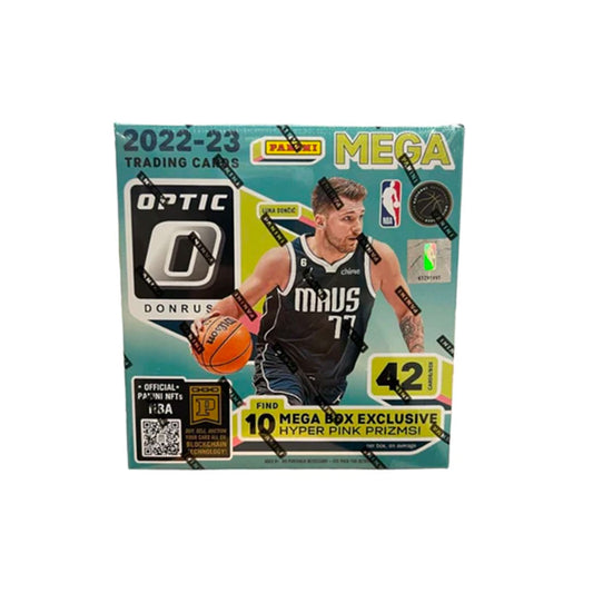 2022-23 Panini Donruss Optic Basketball Mega Box Discover 2022-23 Donruss Optic Basketball with this Mega Box! Loaded with all the latest cards and inserts from this exciting set, open the box to find an onslaught of premium hits and rookie cards. Start collecting today!