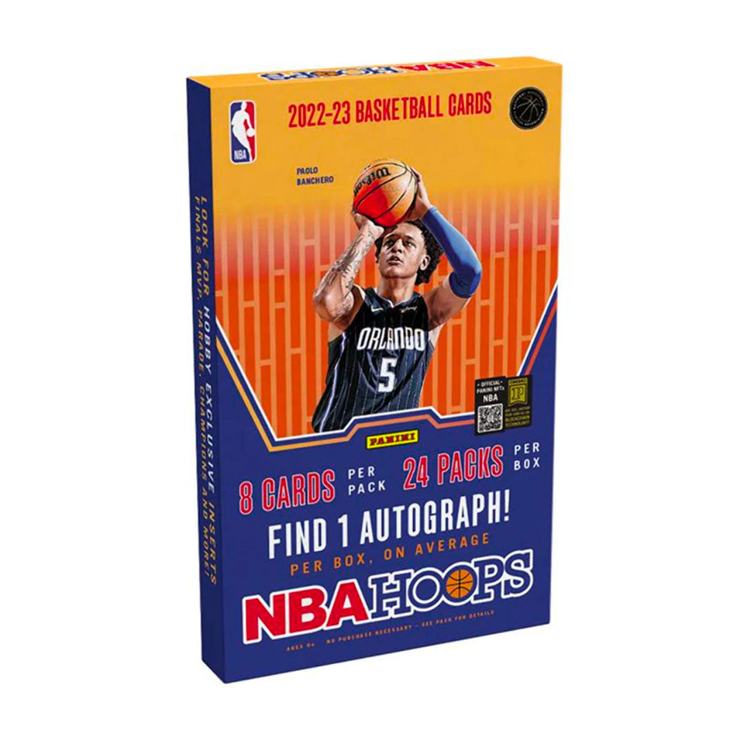 Experience the thrill and excitement of collecting 2022-23 Panini NBA Hoops with this exclusive hobby box! Get an amazing selection of premium NBA cards and pull rare inserts and autographs with each box. An unforgettable collecting experience awaits!