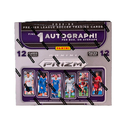 2022-23 Panini Prizm EPL Soccer Hobby Box Discover the stars of the English Premier League with the 2022-23 Panini Prizm EPL Soccer Hobby Box! Loaded with incredible Prizm insert cards, this box promises an exciting collection of England's most talented soccer players. Open a box and build a top-tier team today!