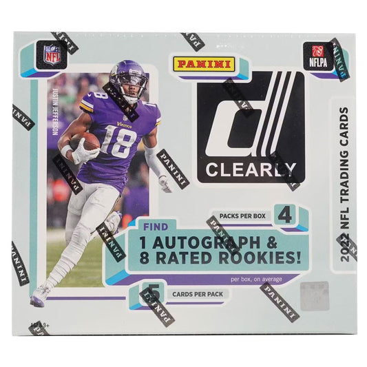 Discover the ultimate football experience with the 2022 Panini Clearly Donruss Football Hobby Box! Loaded with outstanding cards and collectibles, you’re sure to get inspired by each one. Find rare autographs, numbered inserts, and more inspiring features to kick off the football season. Get ready for an unparalleled experience!