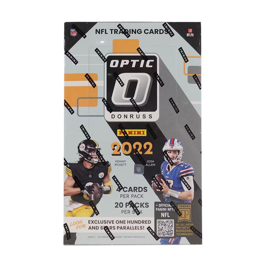 Experience the excitement of opening up a 2022 Panini Donruss Optic Football Retail Box! Feel the thrill of uncovering a wide selection of RCs, Autographs, and Parallels, all exclusive to this product. Get ready to collect and complete your set!