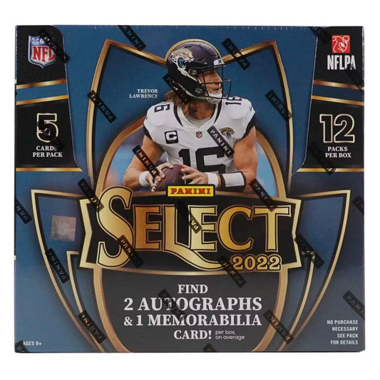 2022 Panini Select Football Hobby Box Unlock the ultimate card collection with a 2022 Panini Select Football Hobby Box! With 12 packs per box, experience all-new rookie cards, autographs, and hi-end inserts. Every pack is packed with potential—grab yours today!