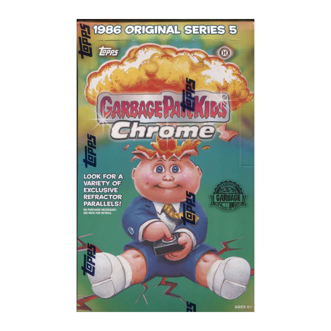 2022 Topps Garbage Pail Kids Chrome Hobby Box Discover the iconic, satirical Topps Garbage Pail Kids in a whole new way with the 2022 Chrome Hobby Box! Loaded with 24 packs of 4 cards each, this box delivers a thrilling mix of nostalgic characters and fun surprises. Collect all the cheeky GPK's and create a unique and powerful set today!