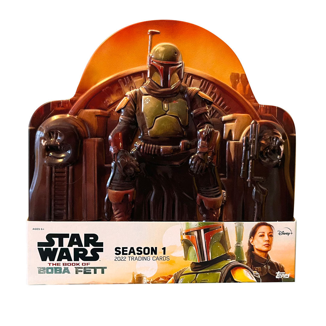 2022 Topps Star Wars Book of Boba Fett Hobby Box Unlock the secrets of Boba Fett with the 2022 Topps Star Wars Book of Boba Fett Hobby Box! This exciting box contains all the Topps Star Wars cards you need to assemble a complete set of the iconic bounty hunter, Boba Fett! Get ready to experience the thrill and excitement of building the ultimate collection with this must-have box!