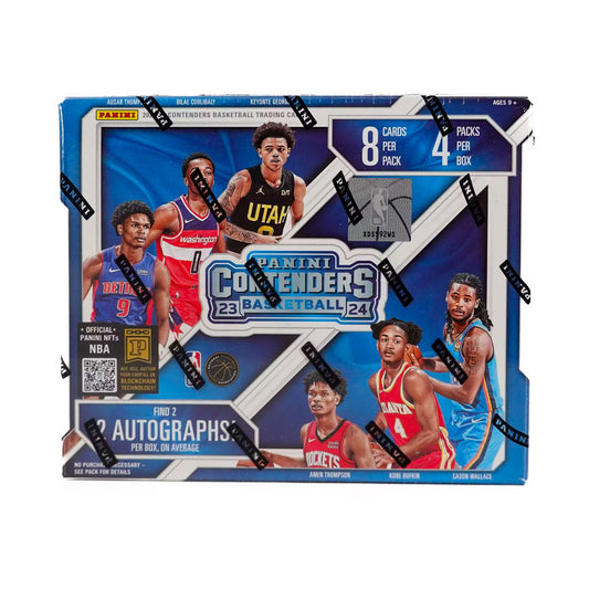 Get ready for the ultimate basketball card collecting experience with the 2023-24 Panini Contenders Basketball Hobby Box! This high-quality box features exclusive cards from top players, as well as exciting inserts and autographed cards that will elevate your collection to the next level. Don't miss out on the opportunity to own this must-have for any basketball fan.
