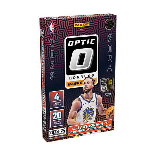Elevate your game with the 2023-24 Panini Donruss Optic Basketball Hobby Box. With top-of-the-line features like exclusive autographs and special inserts, it's a slam dunk for any collector. Upgrade your collection and experience the thrill of opening each pack.