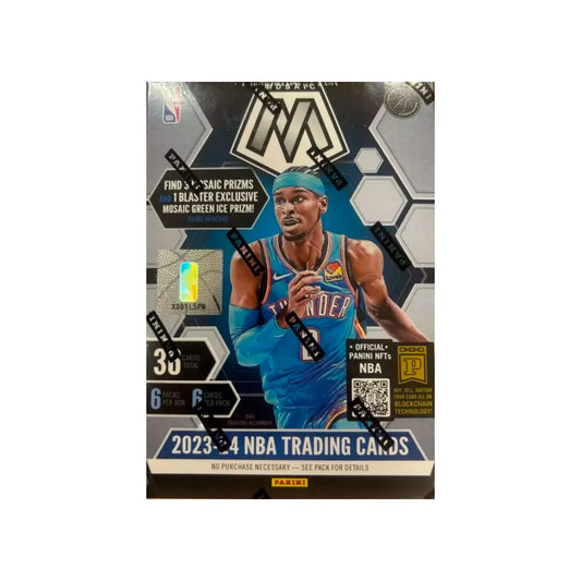 Experience the thrill of collecting your favorite basketball players with the 2023-24 Panini Mosaic Basketball Hobby Blaster Box! This box comes packed with exclusive cards and inserts, offering endless possibilities for building your collection. Whether you're an avid collector or just starting out, this box is a must-have for any basketball fan. Get yours today and see where the world of basketball cards takes you!