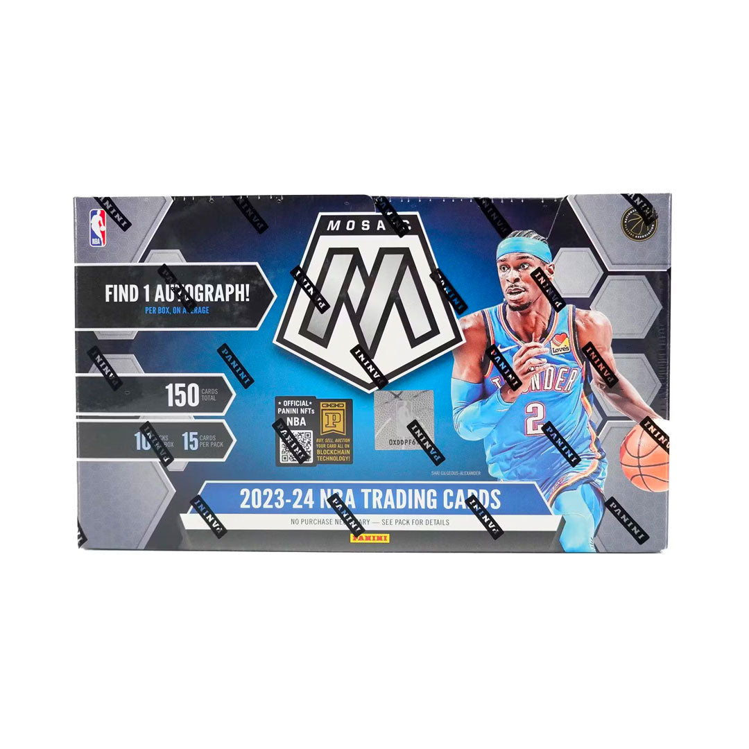 Experience the thrill of collecting with the 2023-24 Panini Mosaic Basketball Hobby Box! With its highly coveted features and limited edition cards, this box is a must-have for any basketball card enthusiast. Don't miss out on the potential benefits of owning this exclusive box!