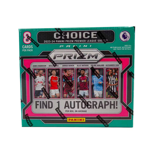Experience the thrill of the English Premier League with the highly coveted 2023-24 Panini Prizm Choice Box. This collector's item features the best players from the league in stunning Prizm technology, providing unmatched quality and value. Own a piece of soccer history and elevate your collection today!