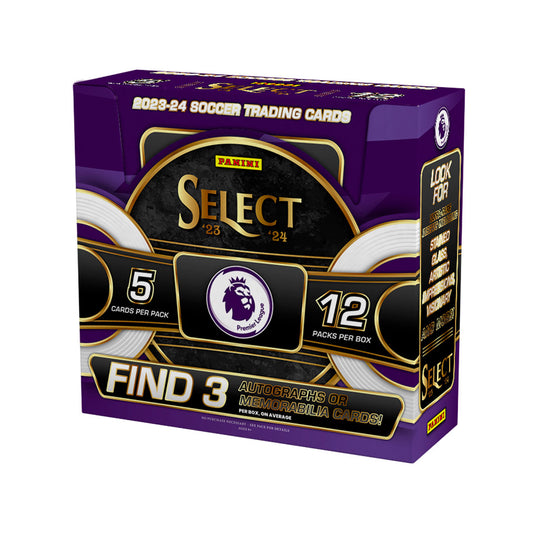 Experience the thrill and excitement of the 2023-24 Premier League season with the Panini Select Hobby Box. This exclusive collection features top teams and players in the league, delivering rare cards and valuable memorabilia. Get ready to showcase your passion for the beautiful game and elevate your collection to the next level with this box.
