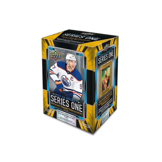 2023-24 Upper Deck Series One Hockey Blaster Box Are you a hockey fan looking to bring the 2023-24 season into your home? Look no further than the 2023-24 Upper Deck Series One Hockey Blaster Box! With this box, you'll get four packs of 12 cards each with all your favorite players from the 2023-24 season! Get ready to experience the thrill of collecting hockey cards. It's time to build your hockey collection and relive the greatest memories of the 2023-24 season!