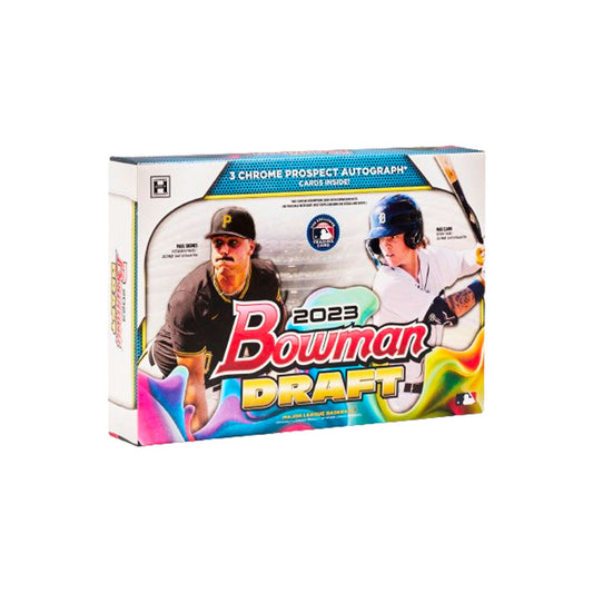 2023 Bowman Draft Baseball HTA Choice Box Explore the future of baseball with the 2023 Bowman Draft Baseball HTA Choice Box! Get a sneak peek at the stars of tomorrow with one of the most comprehensive baseball card collections of the year. Every pack is a treasure trove of hits, autographs, collectibles, and more! Don't miss your opportunity to get ahead of the competition and make your mark in the baseball card world. Be sure to pre-order your 2023 Bowman Draft Baseball HTA Choice Box today!