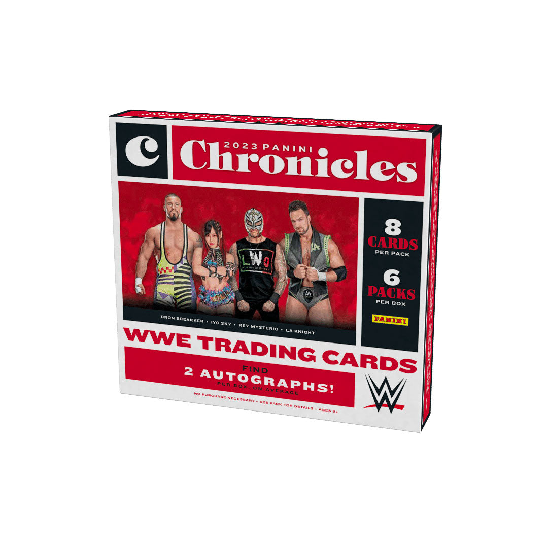 Enjoy the ultimate collection for WWE fans with the 2023 Panini Chronicles WWE Hobby Box. This box is packed with exclusive cards, autographs, and memorabilia from your favorite wrestlers. Experience the thrill of the ring and the nostalgia of collecting with this must-have box.