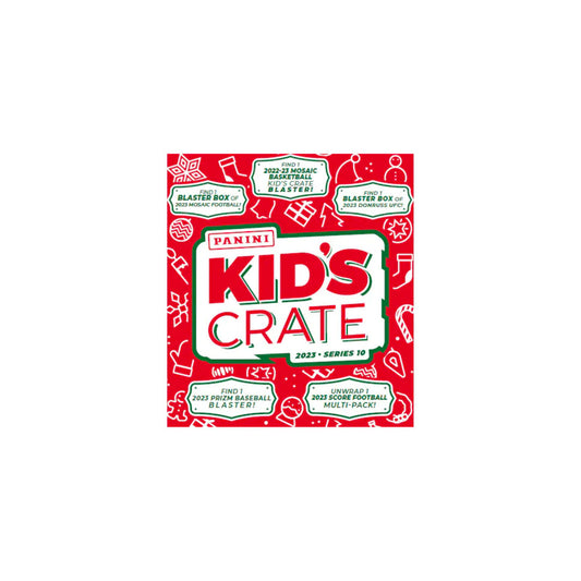 Unleash your child's love for sports and collecting with the 2023 Panini Kids Crate Series 10! Featuring a curated selection of sports cards and collectibles, this crate is perfect for young fans. Let them explore the excitement and joy of opening a crate and discovering their favorite players and teams. Fuel their passion and start their collection today!