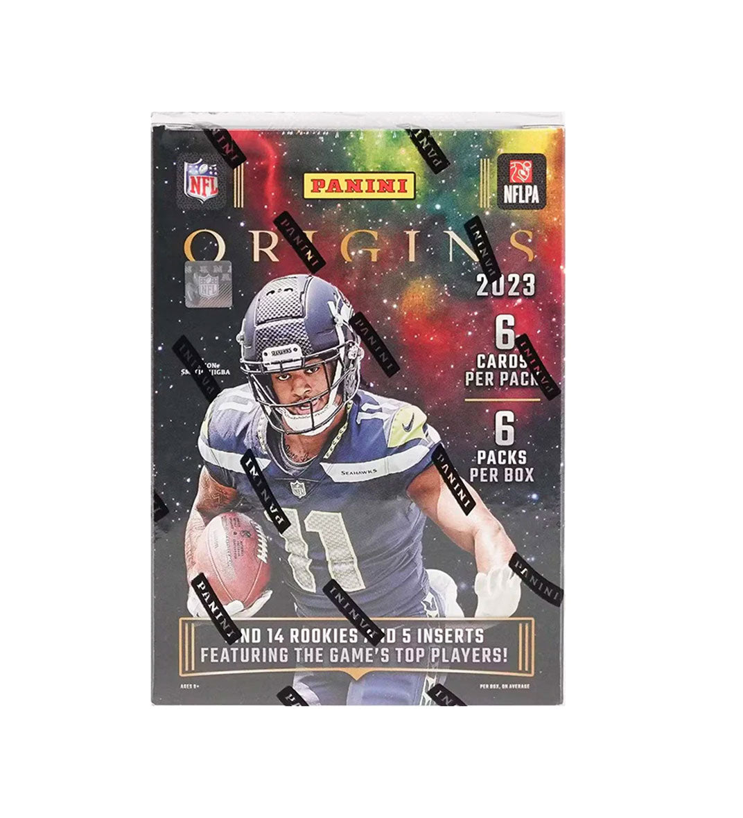 This 2023 Panini Origins Football International Blaster Box is an exciting way to start your collection. The blaster box contains 6 packs full of 6 cards each - with a chance of finding high-value rookie cards or exclusive inserts! Don't miss your chance to become part of football history.