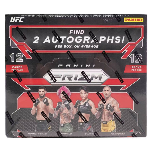 2023 Panini Prizm UFC Hobby Box Be part of the action with the 2023 Panini Prizm UFC Hobby Box! Get ready for rare, colorful Prizm cards of your favorite UFC fighters, plus an exclusive sketch card in every box! Experience the excitement and don't miss out!