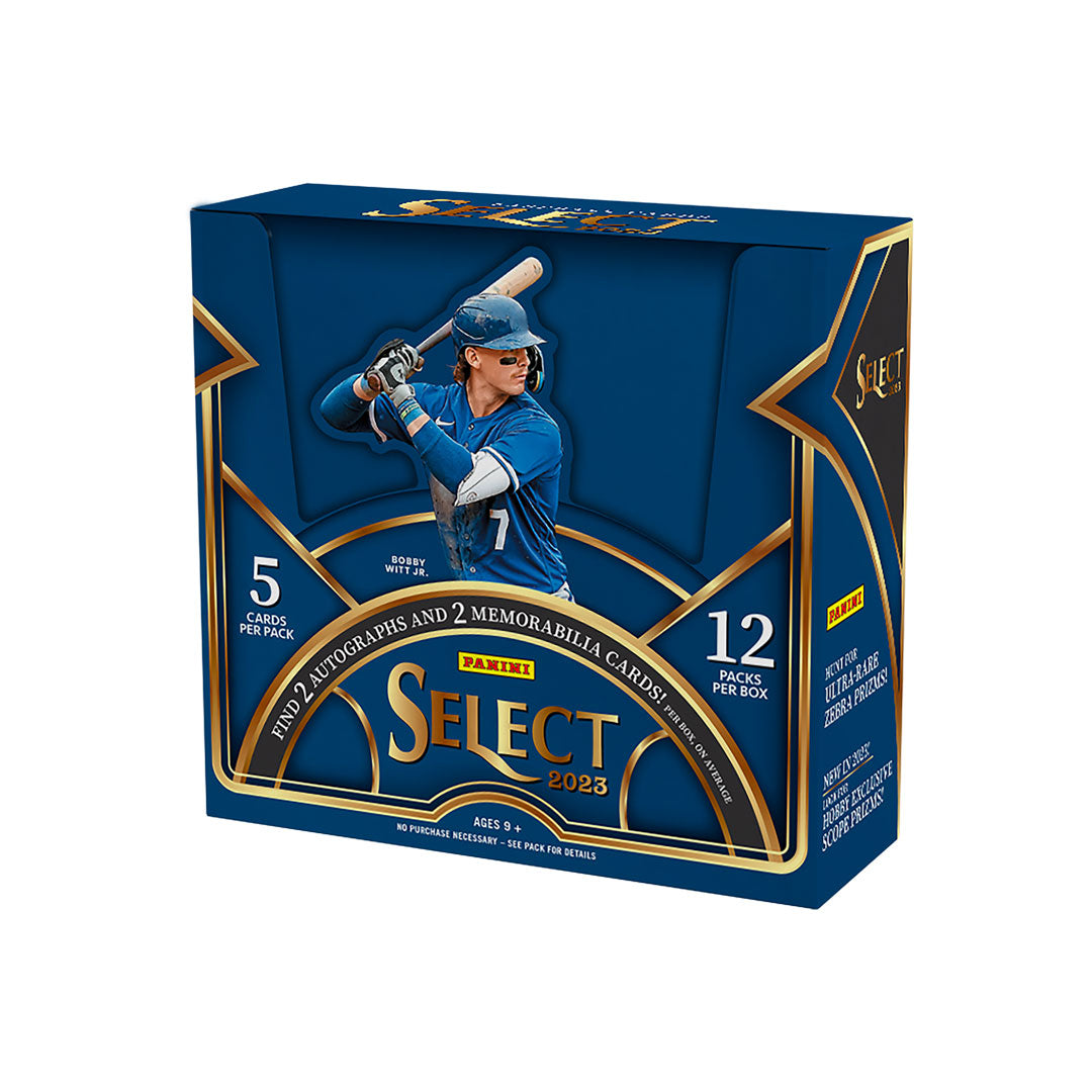 2023 Panini Select Baseball Hobby Box Relive the nostalgia of baseball with a 2023 Panini Select Baseball Hobby Box. With a mix of dynamic veterans and emerging rookies, you're sure to experience fun surprises with every pack! Collect your favorite players and acquire unique pieces of memorabilia to add to your growing collection!
