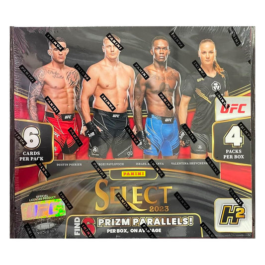 2023 Panini Select UFC H2 Hobby Box Experience the thrill and excitement of a UFC fight with 2023 Panini Select UFC H2 Hobby Box. Enjoy opening packs of the most up-to-date cards with the latest and greatest fighters from the UFC roster. Get ready to collect your favorite fighters and experience the ultimate thrill!