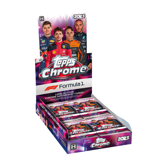 2023 Topps Chrome Formula 1 Racing Hobby Box Unleash the thrill of the race with the 2023 Topps Chrome Formula 1 Racing Hobby Box. Experience the adrenaline rush of collecting beautifully designed and high-quality cards featuring the top drivers and teams in the world. With autographs and rare inserts, every box is a winner for any Formula 1 fan. Fuel your passion for the sport with this must-have collectible item.
