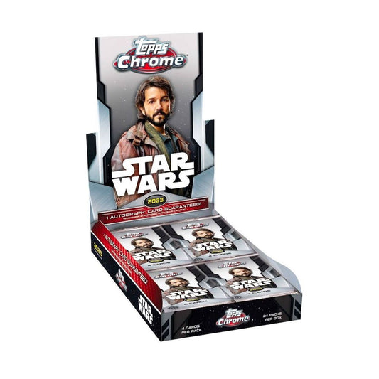 2023 Topps Chrome Star Wars Hobby Box Discover the force of the 2023 Topps Chrome Star Wars Hobby Box! Get 24 packs of 4 cards, with exclusive Chromium parallels adding a special shimmer and shine. Grab a box and join the galaxy far far away!