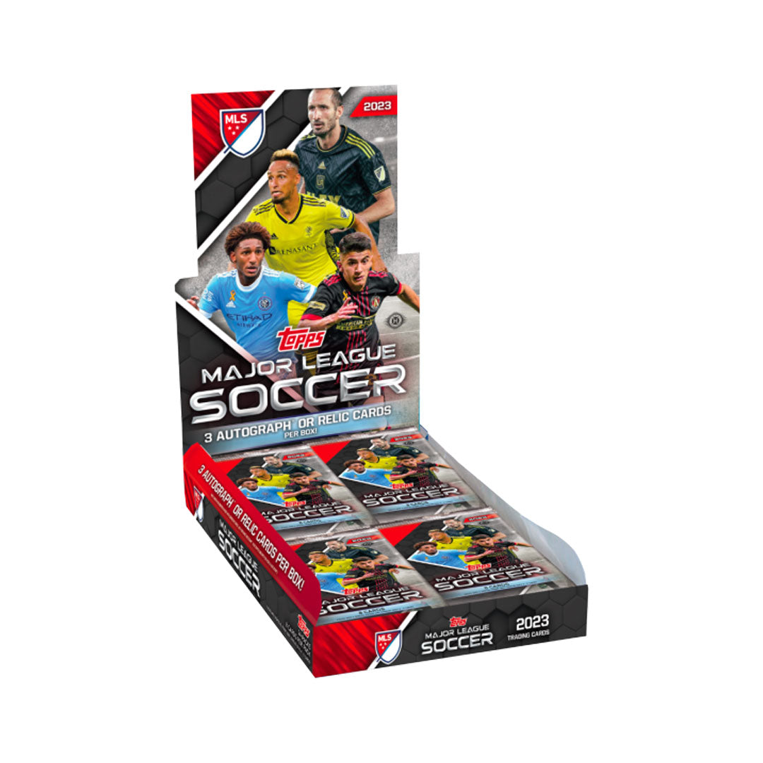 2023 Topps MLS Soccer Hobby Box Unlock the excitement of professional soccer with the 2023 Topps MLS Soccer Hobby Box! Each box guarantees three autographs or relic cards, so you can build your very own collection and become a true fan. Experience the thrill of collecting your favorite players, with every box delivering an adrenaline rush.