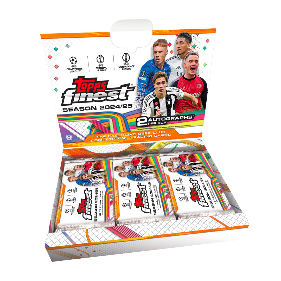 Discover the excitement of the 2024-25 Topps Finest UEFA Club Competitions Soccer Hobby Box, packed with premium cards featuring the top European clubs and star players. Each box offers a chance to find rare inserts, autographs, and rookie cards that elevate your collection. Perfect for passionate soccer fans and collectors seeking exclusive, high-quality memorabilia from the UEFA club competitions. Don’t miss out on owning a piece of the action this season!