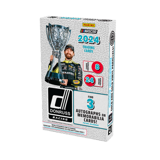 Rise to the top of the racing world with the 2024 Panini Donruss Racing Hobby Box! Unlock ultra rare cards and feel the thrill of owning a piece of the action. Complete your collection with this limited edition box and fuel your passion for the sport!