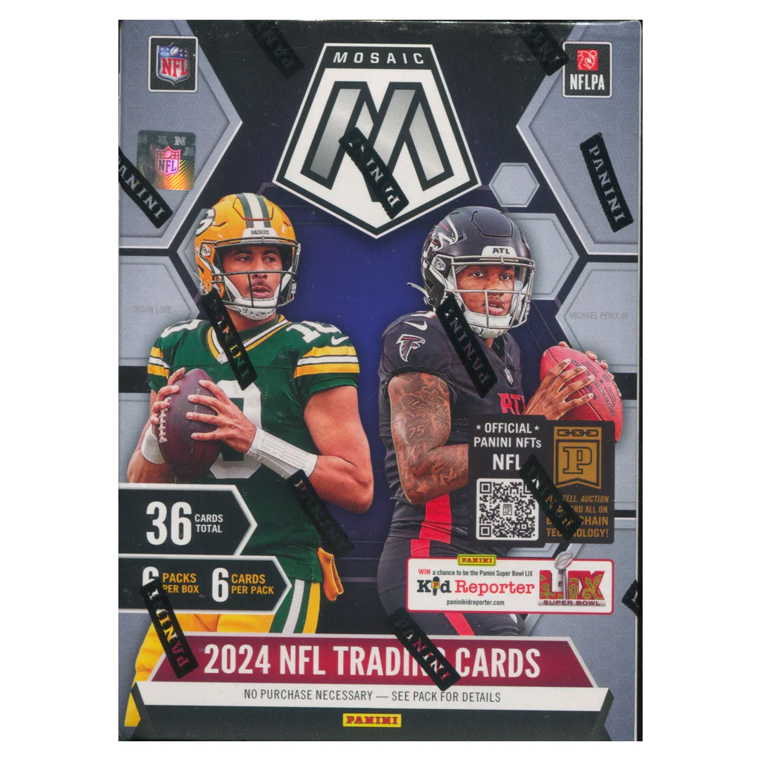 The 2024 Panini Mosaic Football Hobby Blaster Box is a must-have for any football fan. With this box, you get a variety of exclusive cards featuring top players, as well as rare inserts and parallels. Boost your collection and enjoy the thrill of opening packs. Score your favorite players and build the ultimate team with 2024 Panini Mosaic Football Hobby Blaster Box.