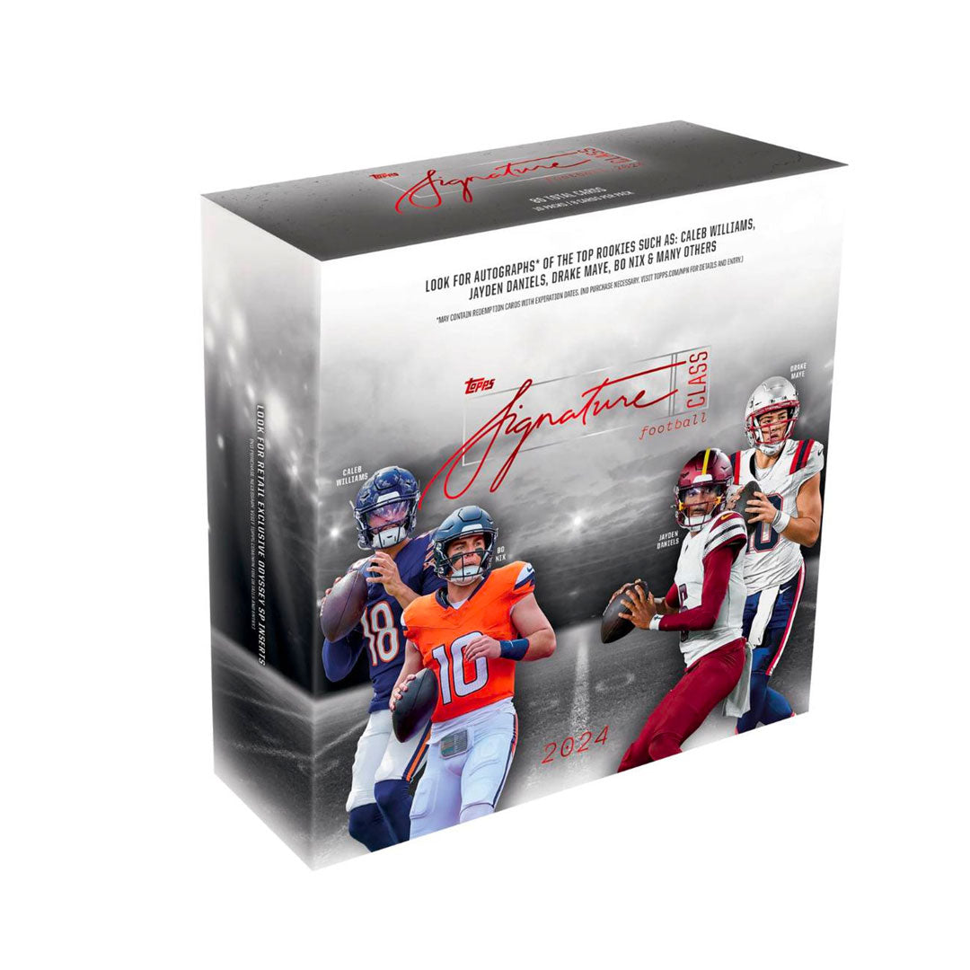 Elevate your football card collection with the 2024 Panini Signature Class Football Mega Box. This premium set delivers the thrill of chase cards, potential autographs, and exclusive inserts that serious collectors crave. Don't miss your chance to own pieces of football history with this must-have release from the trusted Panini brand.