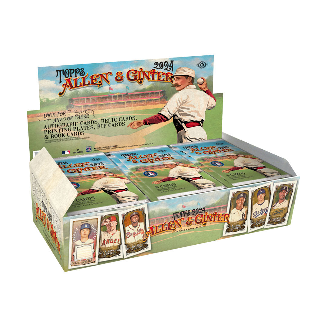 Discover a top-quality 2024 Topps Allen &amp; Ginter Baseball Hobby Box, packed with premium card collections and rare inserts! Perfect for avid collectors, this is a must-have addition to your sports memorabilia. Limited edition and highly sought-after, don't miss out on this opportunity to own a piece of the game.