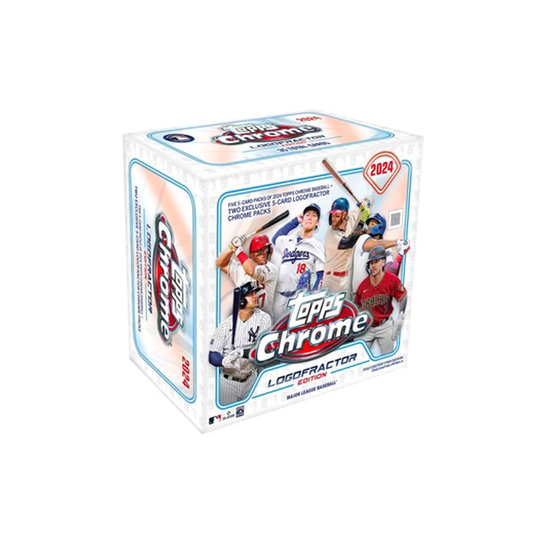 The limited edition 2024 Topps Chrome Baseball Logofractor Edition Box offers exclusive chrome cards with a dazzling logofractor finish. Experience the excitement of collecting with this high-quality box, featuring top baseball players, authentic logos, and sleek styling. Perfect for avid fans and beginners alike.