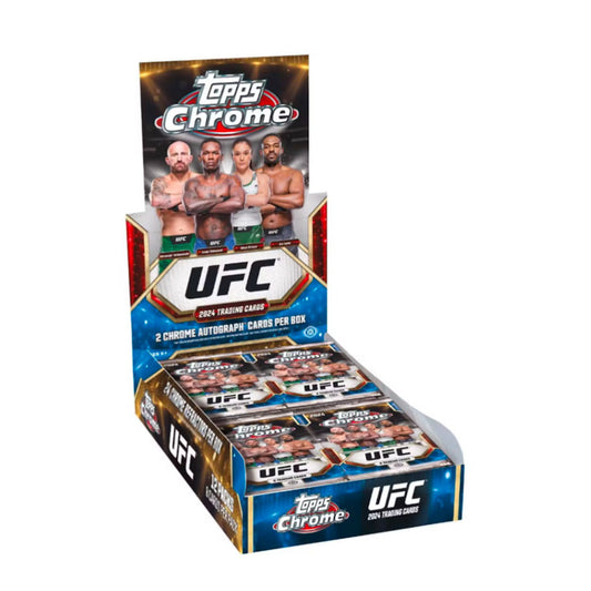 <p data-mce-fragment="1">Experience the thrill of UFC with the 2024 Topps Chrome Hobby Box! Featuring top fighters and exclusive chromes, this box is sure to excite fans. Don't miss out on the potential for rare inserts and autographs. Start your collection today!</p>