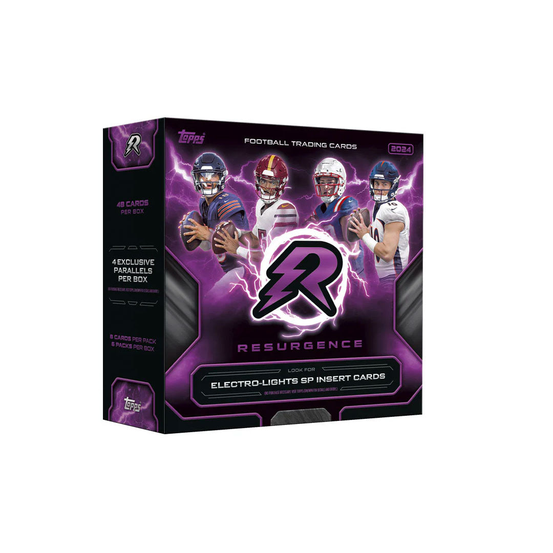 Get ready for a football comeback with the 2024 Topps Resurgence Football Mega Box! This box features all the best in the game, from rookies to veterans, ensuring an intense, action-packed experience. Don't miss out on the ultimate collection for any football fan!